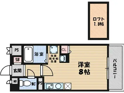 エクシード武庫之荘Ⅱ(1K/6階)の間取り写真