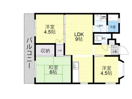 ぺジブル武庫之荘東(3LDK/3階)の間取り写真
