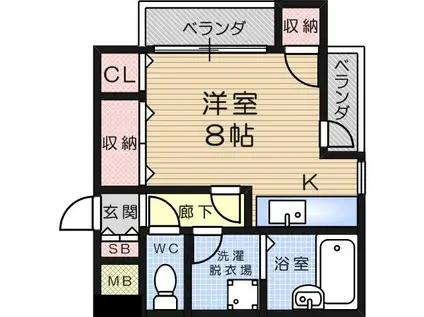 ヴィゴーラス武庫之荘(ワンルーム/3階)の間取り写真