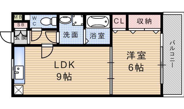 ラシャンテ武庫之荘(1LDK/3階)の間取り写真