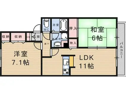 ジュネス武庫之荘3 A・B棟(2LDK/1階)の間取り写真