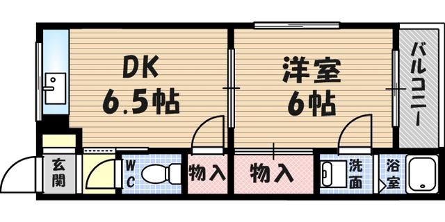 寿マンション(1DK/4階)の間取り写真