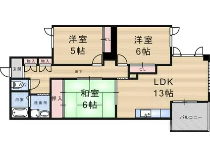 ビューラーささはら(3LDK/2階)の間取り写真