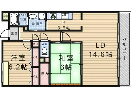 アルデール・カサ(2LDK/1階)の間取り写真