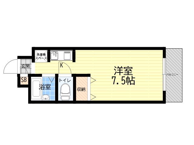 フロレセール南塚口(1K/4階)の間取り写真
