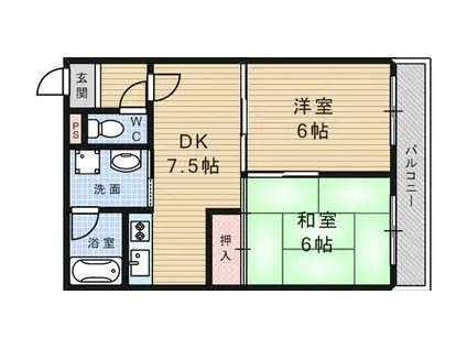 フィオーレ塚口(2DK/2階)の間取り写真