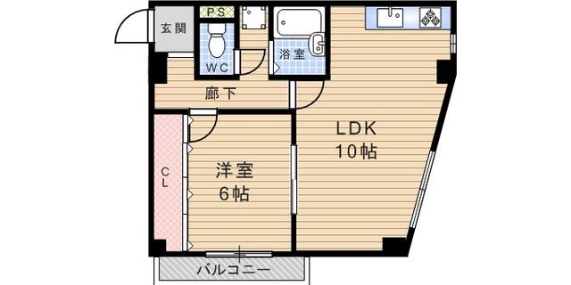 市隆ハイツ武庫之荘(1LDK/3階)の間取り写真