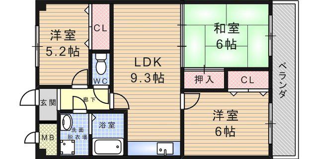 M-PEAKS塚口南(3LDK/6階)の間取り写真