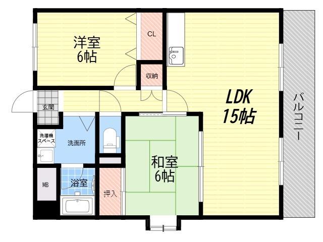 サンロイヤル(2LDK/3階)の間取り写真