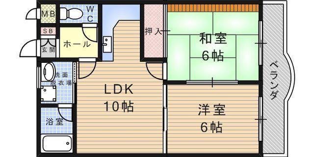 グランドシャトーキシ(2LDK/3階)の間取り写真
