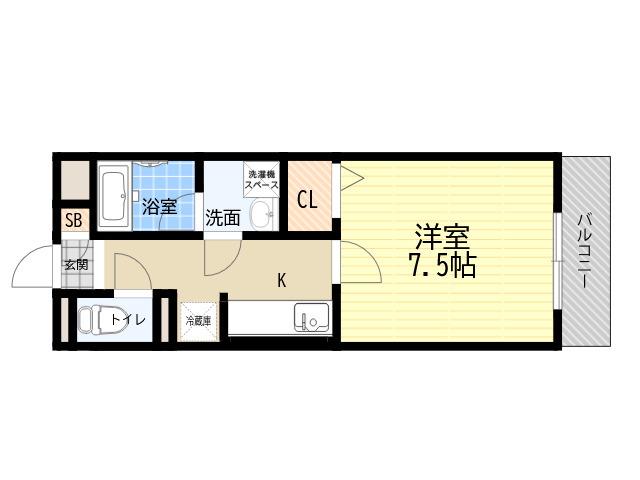 グラント塚口(1K/3階)の間取り写真