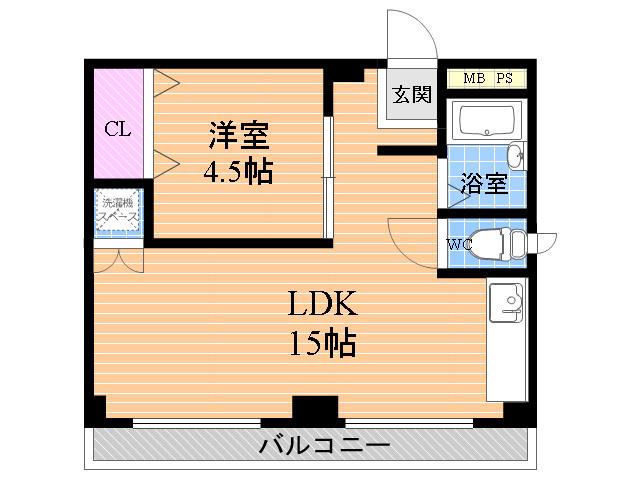 メゾン南塚口(1LDK/2階)の間取り写真