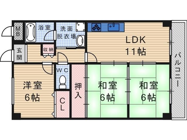 ウィステリア武庫之荘(3LDK/1階)の間取り写真