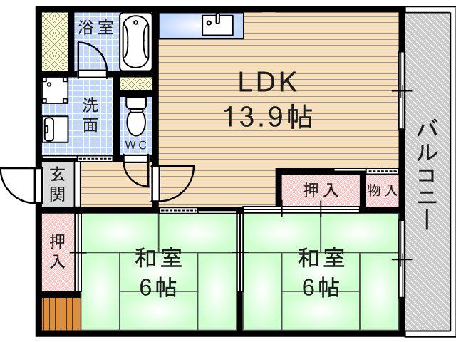 ラポール武庫之荘(2LDK/3階)の間取り写真