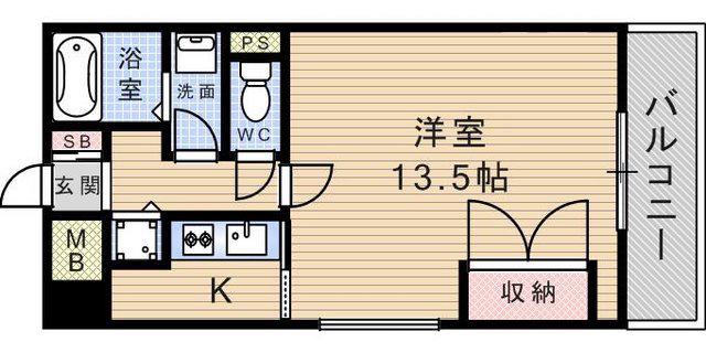 グランシャリオ武庫之荘(1K/2階)の間取り写真