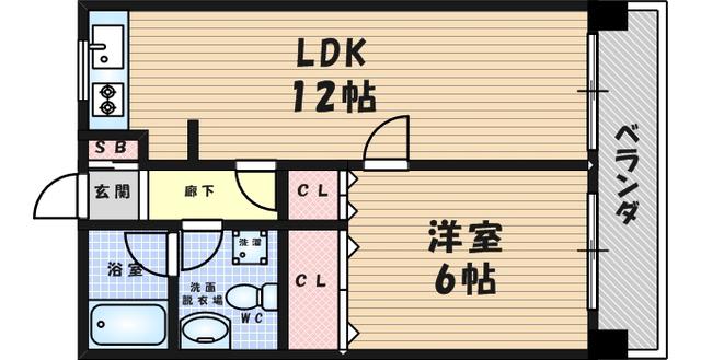 武庫之荘フレックスⅡ(1LDK/2階)の間取り写真