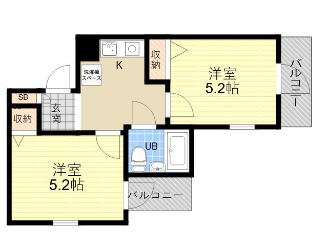JP尼崎立花レジデンス(2K/3階)の間取り写真