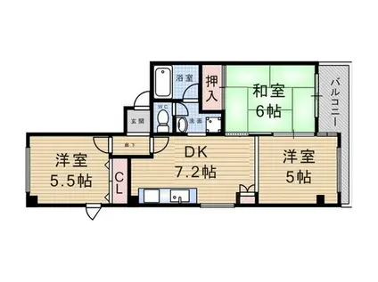 パル武庫之荘(3DK/2階)の間取り写真