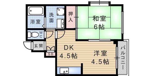 マヨ武庫之荘(2DK/3階)の間取り写真