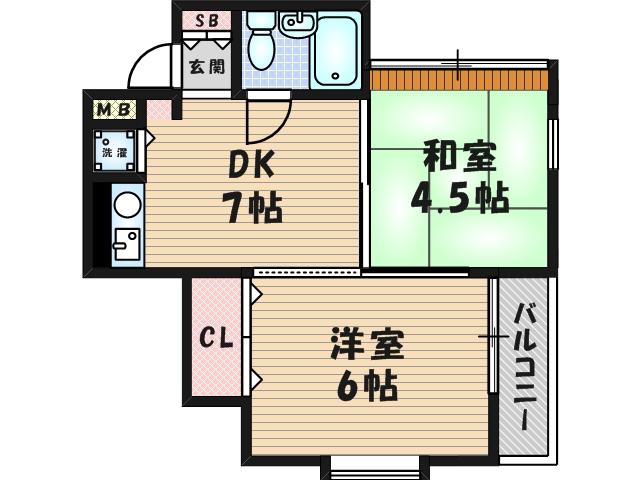 ツインルーフ(2DK/3階)の間取り写真