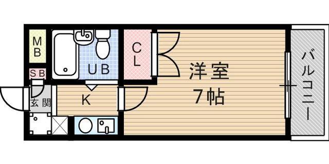 阪急神戸本線 武庫之荘駅 徒歩3分 4階建 築30年(1K/3階)の間取り写真