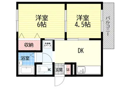 シェリル塚口(2DK/4階)の間取り写真