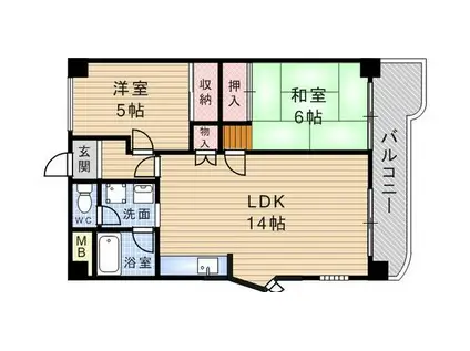 エレガンス松本Ⅰ号館(2LDK/2階)の間取り写真