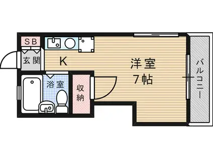 ジュエル武庫之荘(ワンルーム/4階)の間取り写真