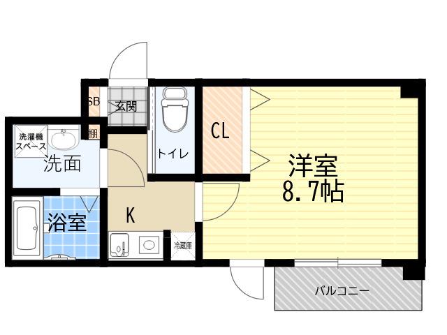 シエテ南塚口(1K/3階)の間取り写真