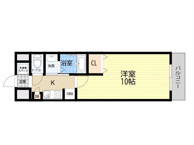 シエテ南塚口(1K/3階)の間取り写真