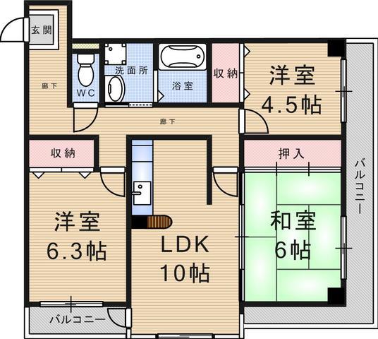 ケイジェイ・レジデンス南武庫之荘(3LDK/4階)の間取り写真