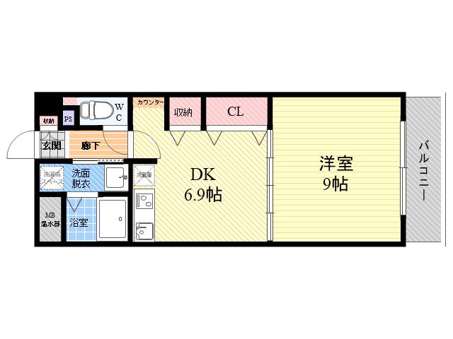 プロヴァンス(1DK/2階)の間取り写真