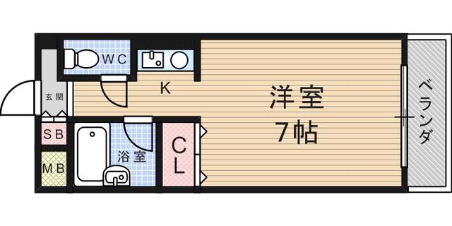 ハイツアルペン武庫之荘(1K/3階)の間取り写真