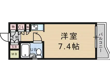 キューブ北武庫之荘Ⅱ(ワンルーム/4階)の間取り写真