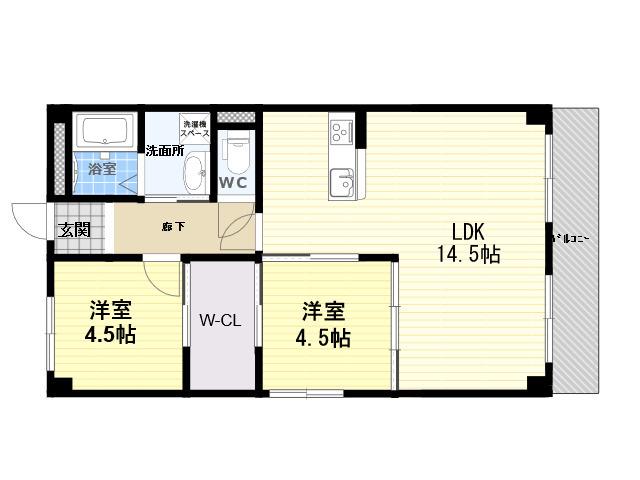 西興第3マンション(2LDK/3階)の間取り写真