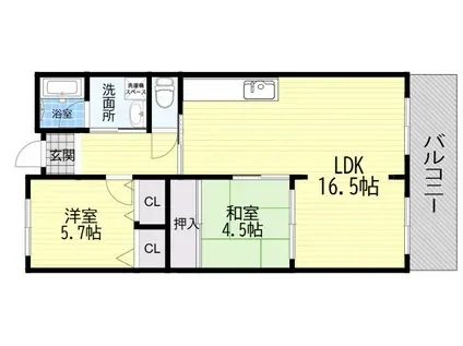 グランド-ル南野(2LDK/3階)の間取り写真