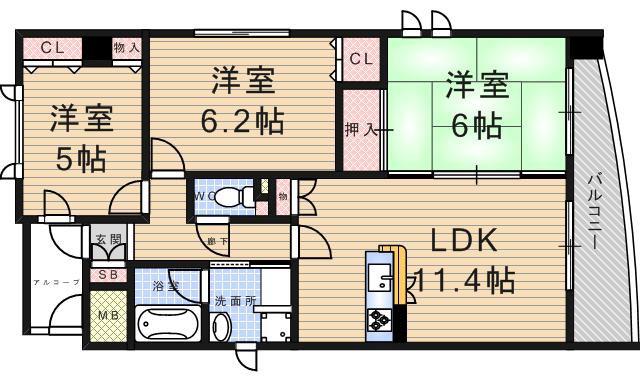 メゾンドファミーユ2(3LDK/4階)の間取り写真