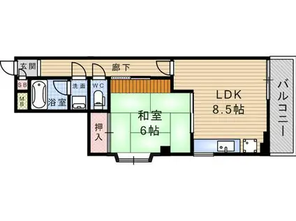 PATIO武庫之荘(1LDK/3階)の間取り写真