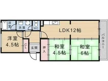 ティアラ武庫川(3LDK/2階)の間取り写真