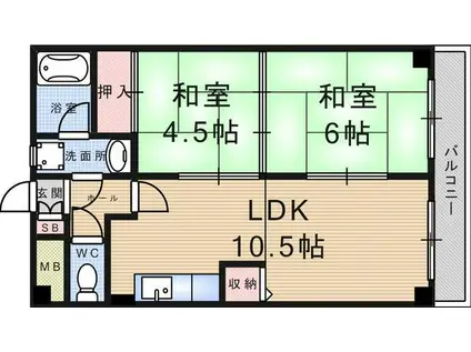 ローズガーデン(2LDK/3階)の間取り写真