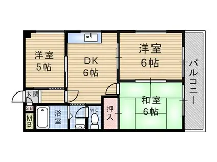 シャルマンフジ武庫之荘壱番館(3DK/3階)の間取り写真