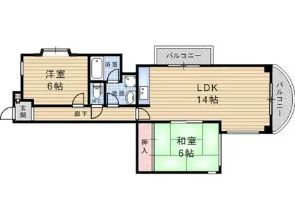 ソレイユ武庫川(2LDK/2階)の間取り写真