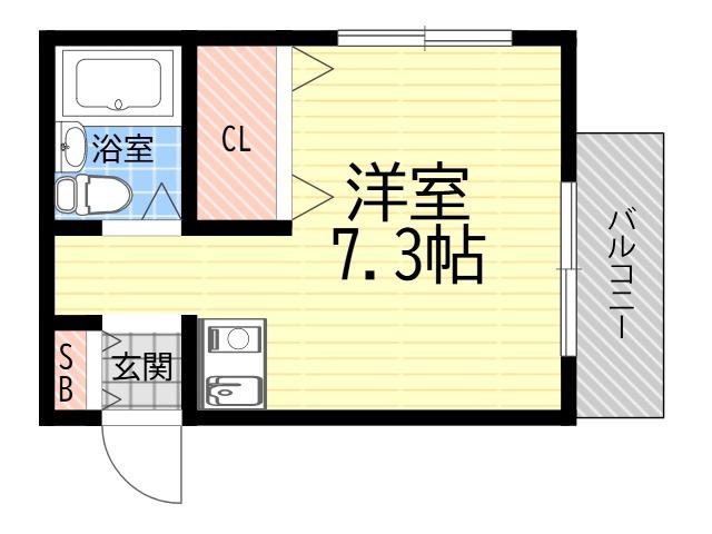 リバーヒル富松(ワンルーム/1階)の間取り写真
