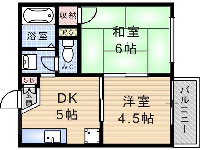シライハイツ(2DK/2階)の間取り写真