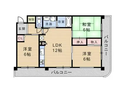 アルカディア武庫之荘東(3LDK/3階)の間取り写真