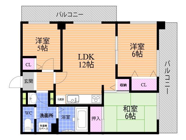 アルカディア武庫之荘東(3LDK/4階)の間取り写真