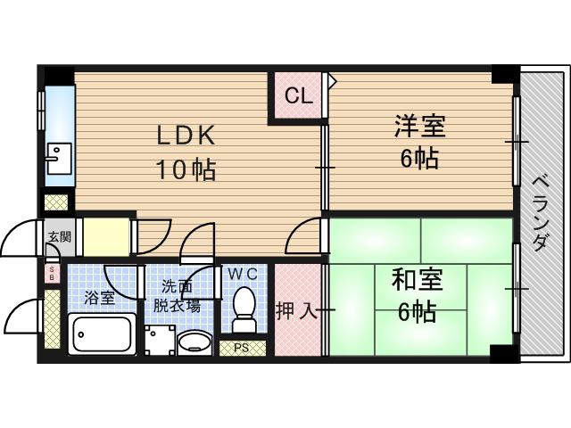 クレール武庫之荘(2LDK/2階)の間取り写真