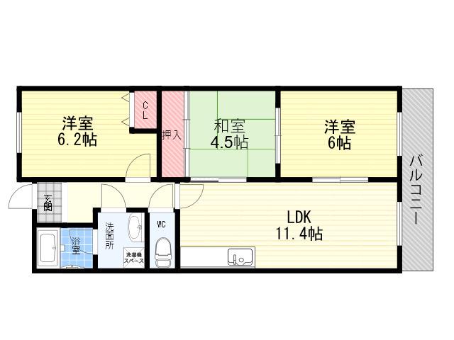 アルトピノ立花(3LDK/2階)の間取り写真