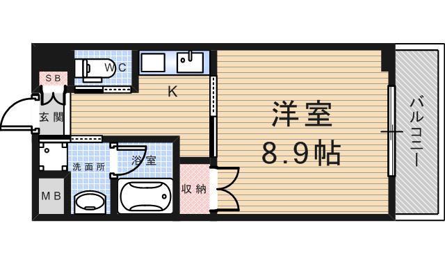 ベルファース尼崎(1K/2階)の間取り写真