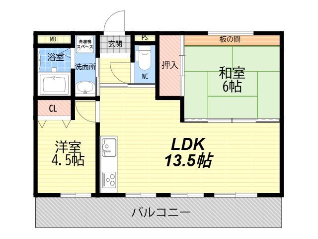 コスモ塚口(2LDK/3階)の間取り写真